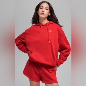 ALO Yoga Accolade Hooded Bright Red Sweatshirt
